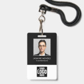 Badge Code QR de l'employé Logo Carré Photo ID (Avant avec lanière)