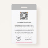 Badge Code QR de l'employé moderne de l'entreprise perso (Dos)