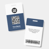 Badge Code Qr de l'employé personnalisé, code barre, log (Avant & arrière)