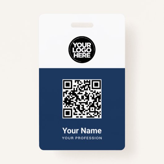 Badge Code Qr de l'employé personnalisé, code barre, log (Devant)