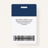 Badge Code Qr de l'employé personnalisé, code barre, log (Dos)