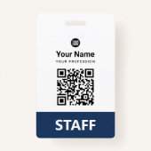 Badge Code Qr de l'employé personnalisé, code barre, log (Devant)