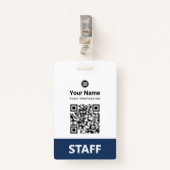Badge Code Qr de l'employé personnalisé, code barre, log (Devant avec clip)