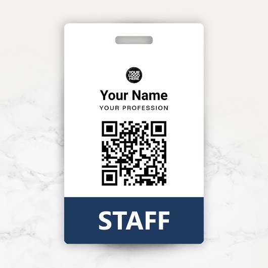 Badge Code Qr de l'employé personnalisé, code barre, log