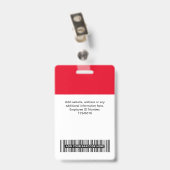 Badge Code Qr de l'employé rouge, Code barre, Logo, Nom (Arrière avec clip)