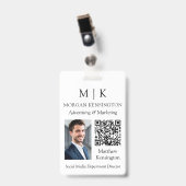 Badge Code QR de l'entreprise avec monogramme ou ajout d (Avant avec clip)