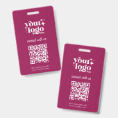Badge Code QR de l'ID de l'entreprise du salon Site Web (Avant & arrière)