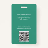 Badge Code QR de l'ID photo employé (Dos)