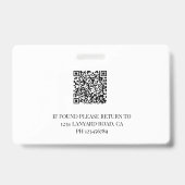 Badge Code QR de l'identifiant de l'employé Photo du log (Arrière)