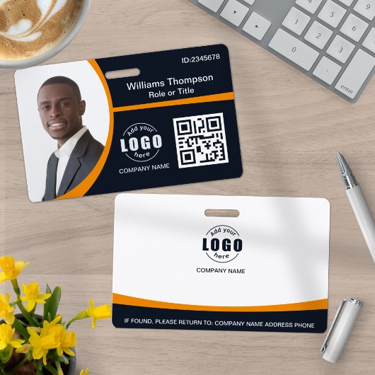 Badge Code QR de logo de photo personnalisé d'entreprise