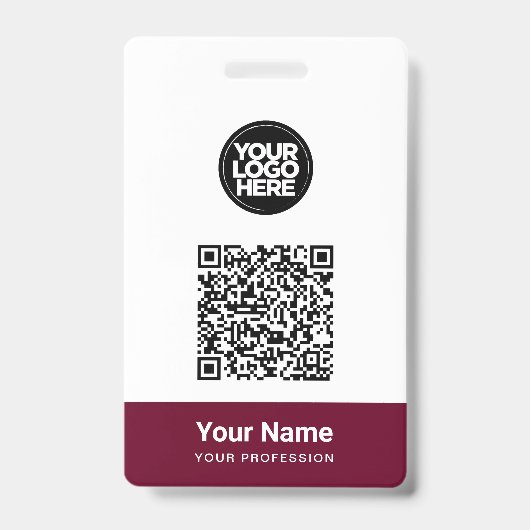 Badge Code QR de logo d'entreprise avec nom personnalisé (Avant)