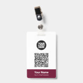 Badge Code QR de logo d'entreprise avec nom personnalisé (Avant avec clip)