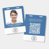 Badge Code QR de logo d'entreprise bleu Carte d'identité (Avant & arrière)