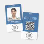 Badge Code QR de logo d'entreprise bleu Carte d'identité (Avant & arrière)