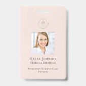 Badge Code QR de logo d'entreprise employé rose moderne  (Avant)