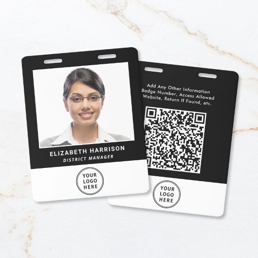 Badge Code QR de logo d'entreprise Photo d'identificatio