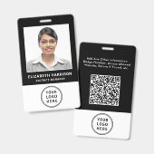 Badge Code QR de logo d'entreprise Photo d'identité prof (Avant & arrière)