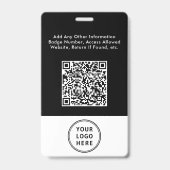 Badge Code QR de logo d'entreprise Photo d'identité prof (Arrière)