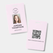 Badge Code QR de logo d'entreprise rose simple Photo de (Avant & arrière)