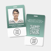 Badge Code QR de logo d'entreprise vert Carte d'identité (Avant & arrière)