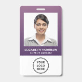 Badge Code QR de logo d'entreprise violet Carte d'identi (Avant)
