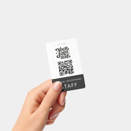 Badge Code QR de logo moderne Nom de l'employé (Manuel / portable)