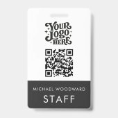 Badge Code QR de logo moderne Nom de l'employé (Avant)