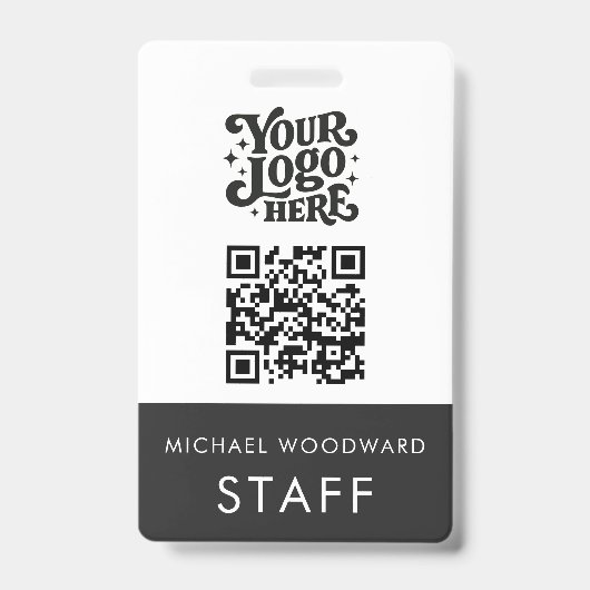 Badge Code QR de logo moderne Nom de l'employé (Avant)