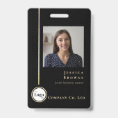 Badge Code QR de logo photo or moderne professionnel (Avant)