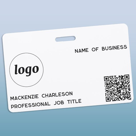 Badge Code QR de logo simple Nom d'entreprise profession