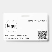 Badge Code QR de logo simple Nom d'entreprise profession (Avant)