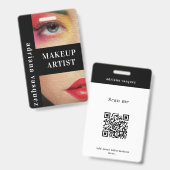 Badge Code QR de Maquilleur Moderne Professionnel Stylis (Avant & arrière)