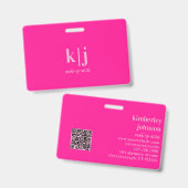 Badge Code QR de monogramme d'identification de maquille (Avant & arrière)