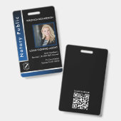 Badge Code QR de notarisation élégant bleu argenté Photo (Avant & arrière)
