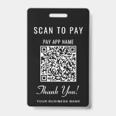 Badge Code QR de paiement noir (Arrière)