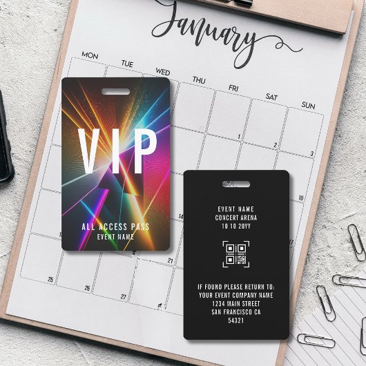 Badge Code QR de passe d'accès total à l'événement de co