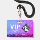 Badge Code QR de passe d'accès VIP Événement Horizontal (Avant avec lanière)