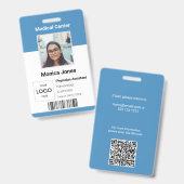 Badge Code QR de photo d'employé médical (Avant & arrière)
