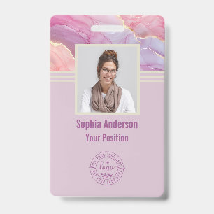 Badge Code QR de photo d'employé personnalisé Marbre mod