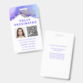 Badge Code QR de photo d'identité de vaccination personn (Avant & arrière)