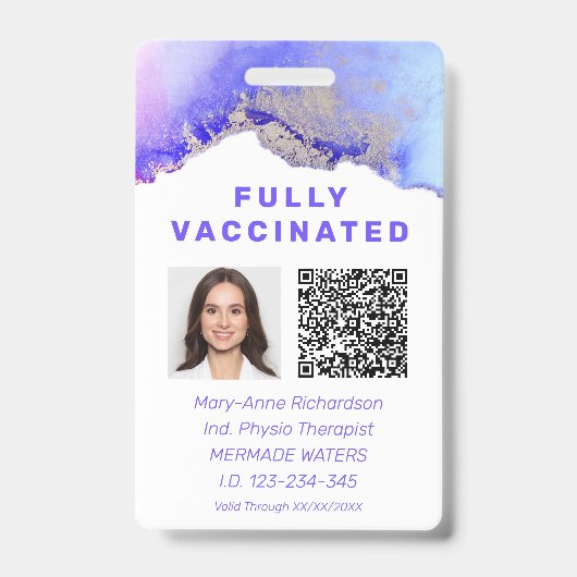 Badge Code QR de photo d'identité de vaccination personn (Avant)