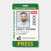 Badge Code QR de presse et logo de photo vert jaune (Avant)