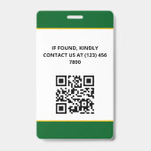 Badge Code QR de presse et logo de photo vert jaune (Arrière)