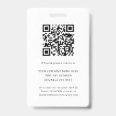 Badge Code QR de sécurité de l'entreprise pour la carte (Arrière)