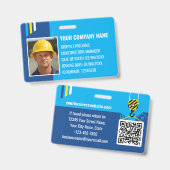 Badge Code QR de travail d'identification de constructio (Avant & arrière)