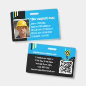 Badge Code QR de travaux d'identification de constructio (Avant & arrière)