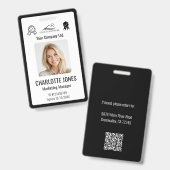 Badge Code QR d'employé de logo d'entreprise personnalis (Avant & arrière)