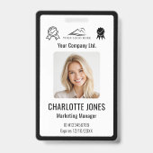 Badge Code QR d'employé de logo d'entreprise personnalis (Avant)