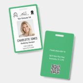 Badge Code QR d'employé de logo d'entreprise personnalis (Avant & arrière)