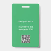 Badge Code QR d'employé de logo d'entreprise personnalis (Arrière)